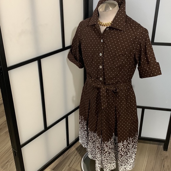 CONNECTED Women's Grandmacore Polka Dot Button Front Cotton Spring Size 14 BIN A - Picture 7 of 16